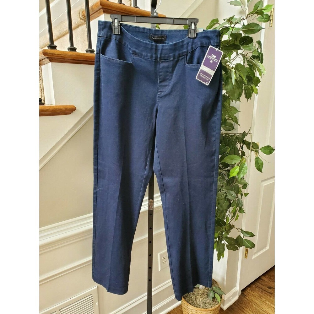 Lee Platinumlabel Women's Blue Cotton Mid Rise Straight Leg Casual Jean Pant M